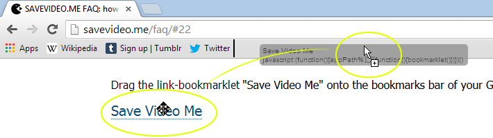 bookmarklet for video downloading in google chrome
