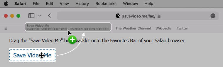 Bookmarklet for video downloading in Apple Safari