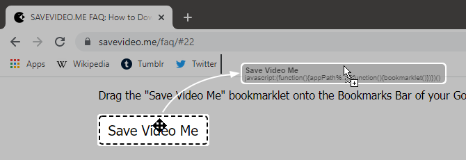 Bookmarklet for video downloading in Google Chrome